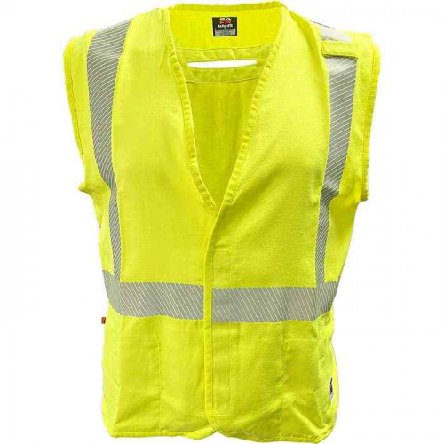 PIP 509FRGS-LM-3X, Reflective Apparel™, ANSI Type R Class 2 AR/FR Solid Vest With Segmented Tape a